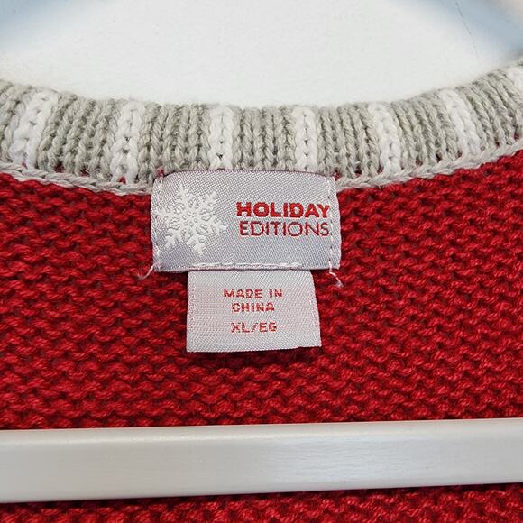 Vtg Holiday Editions Ugly Christmas Sweater Vest Size XL Red Snowman Santa Dog - Picture 7 of 8